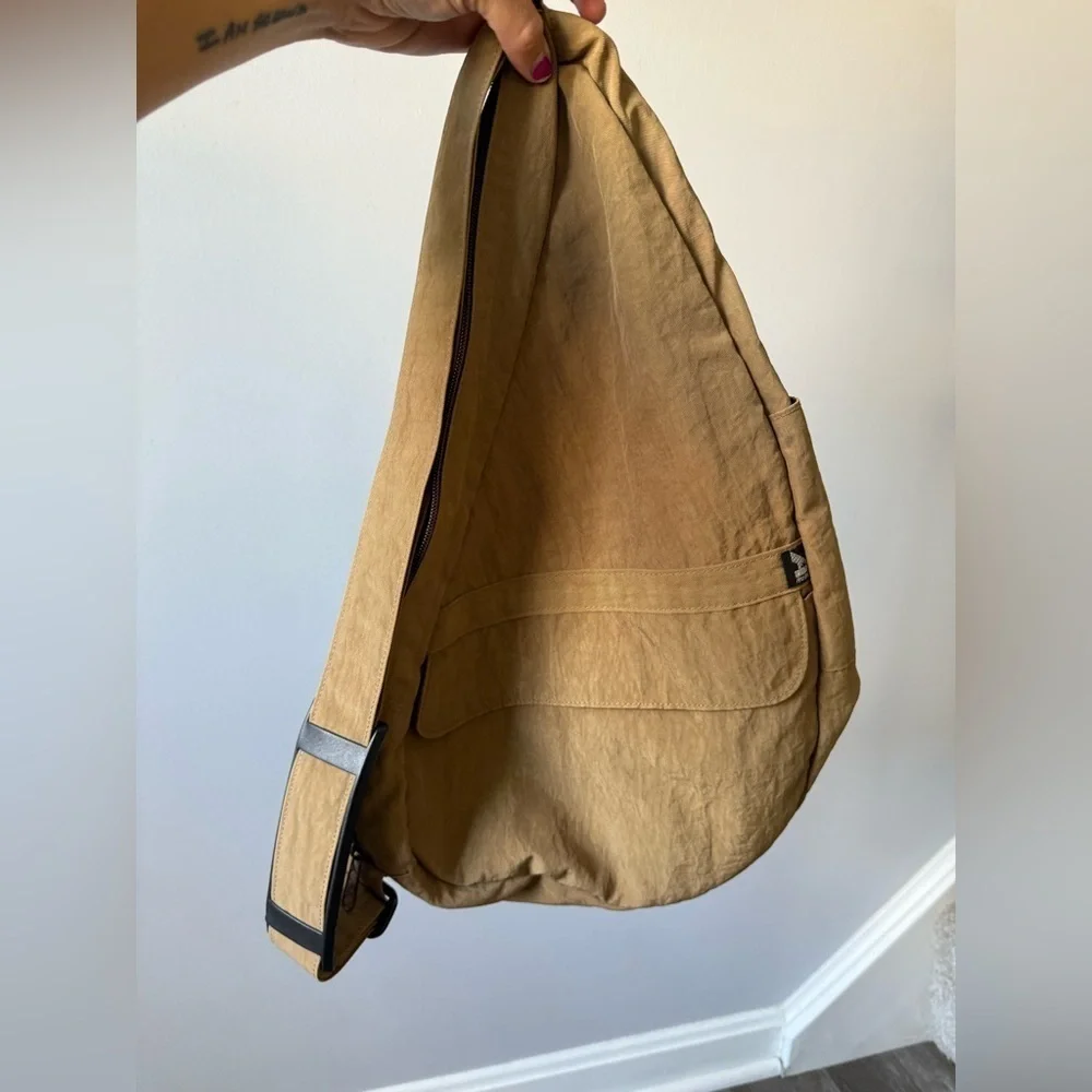 Ameri Bag Healthy Back Travel Bag Crossbody Sling Bag Canvas Brown Tan